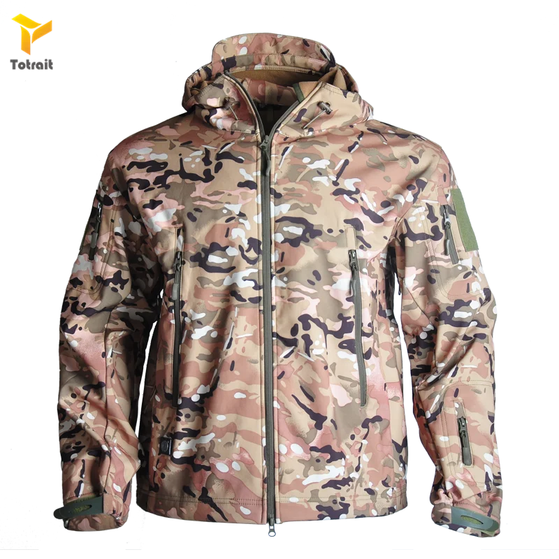 TOtrait Outdoor Military Tactical Hiking Jacket Softshell Outdoor sport Hunting Camping Coat Hooded Army Outerwear