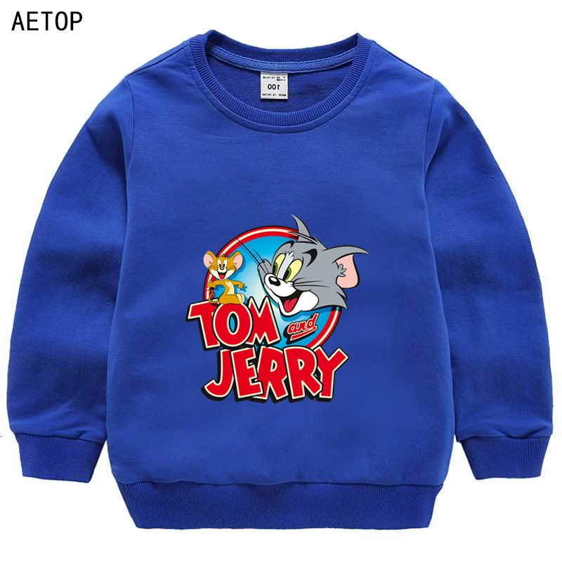 Wholesale Boys Girls Tom and jerry thin Sweatshirt Funny 9 color Kid autumnr O-Neck Tops Children Cartoon T shirt Baby - Цвет: as picture