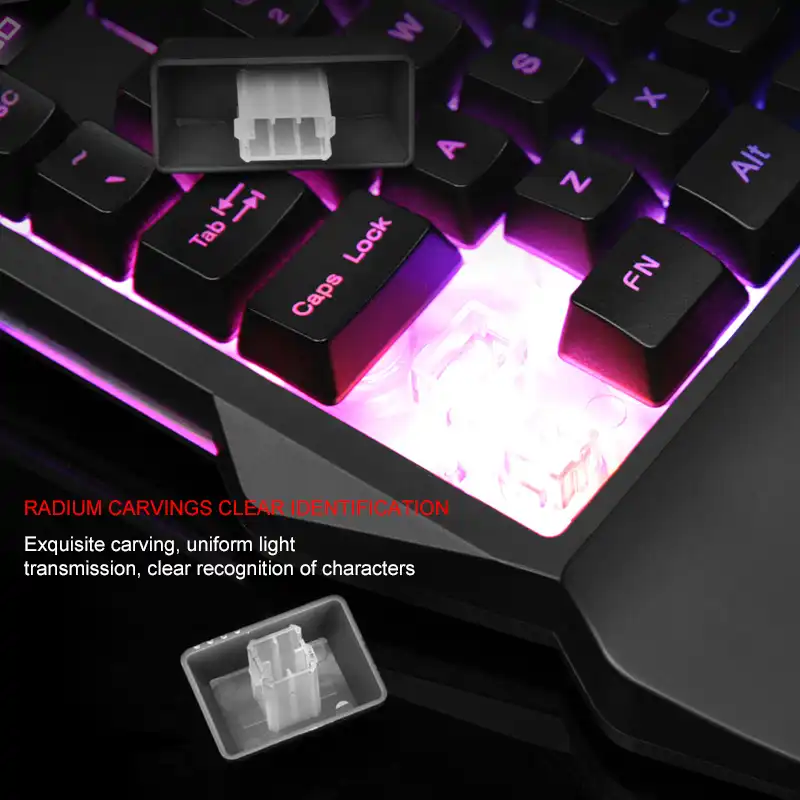 Radom One-Handed Mechanical Gaming Keyboard Ergonomic Game Controller Compatible with PC//MAC//PS4//XBOX ONE Gamer RGB Backlit 35 Keys Portable Mini Gaming Keypad