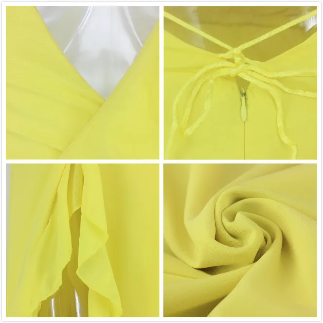 Летнее платье на бретелях спагетти с оборками и открытой спиной|Платья| |