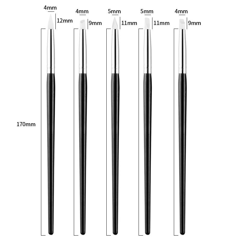 Description Picture 4 of item5Pcs Silicone Nail Art Pen Brush Carving Emboss Hollow Pottery Sculpture Brush UV Gel Shaping Clay Dotting Polish DIY Tools Set