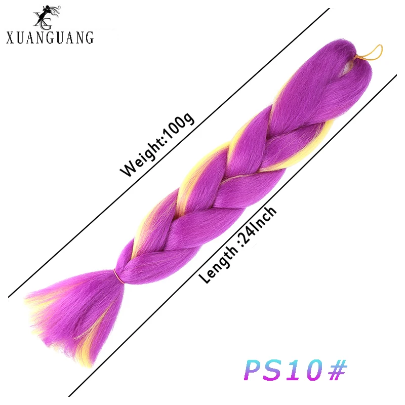 XUANGUANG парик большая коса волос крючком термостойкие волосы для наращивания 24 дюймов Синтетические высокотемпературные волокна коса - Цвет: PS10