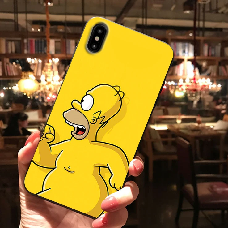 Homer J. Simpson Черный силиконовый чехол для телефона iPhone X XR XS Max 11 11Pro Max 6s 7 8 Plus Барт Симпсон Забавный мультяшный чехол - Цвет: 12149