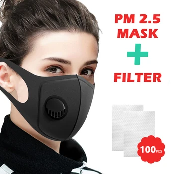 

Washable Facemask Soft Sponge Dust Mouth Mask Filters Kit Adult Mask Sponge 3D Reusable With 100 Filters