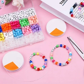 

Bracelet Making Kit, Friendship Bracelets Bead Kit with Pony Beads UV Beads Letter Beads and Elastic String for Bracelet and Jew