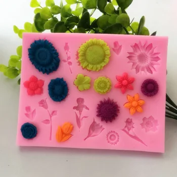 

1PC 3D Sunflower Rose Flowers Silicone Cake Border Decoration Sugar craft Cake Mold Polymer Clay Crafts DIY cake mold B023