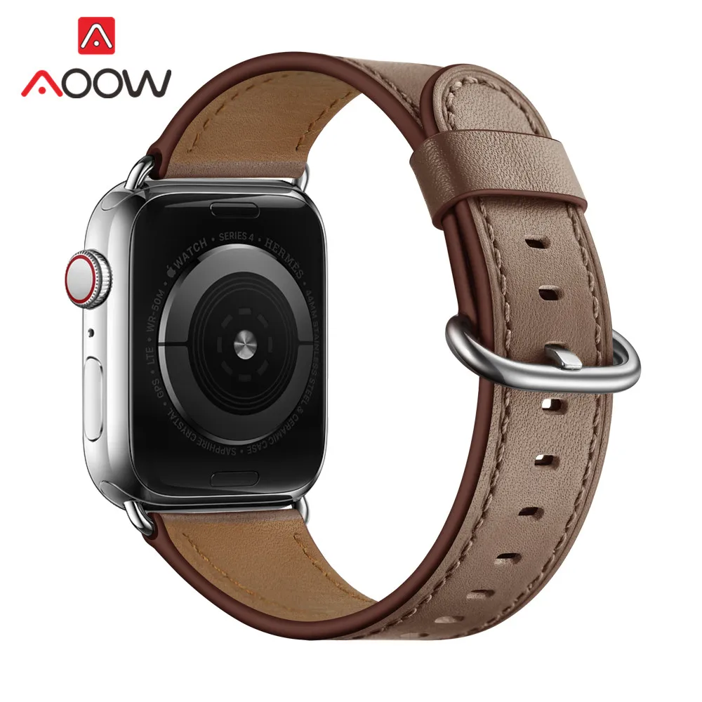 Taupe Ремешок для часов из натуральной кожи для Apple Watch 5, 4, 38 мм, 42 мм, 40 мм, 44 мм, роскошный мужской и женский браслет для iWatch 3, 2, 1 - Цвет ремешка: Taupe