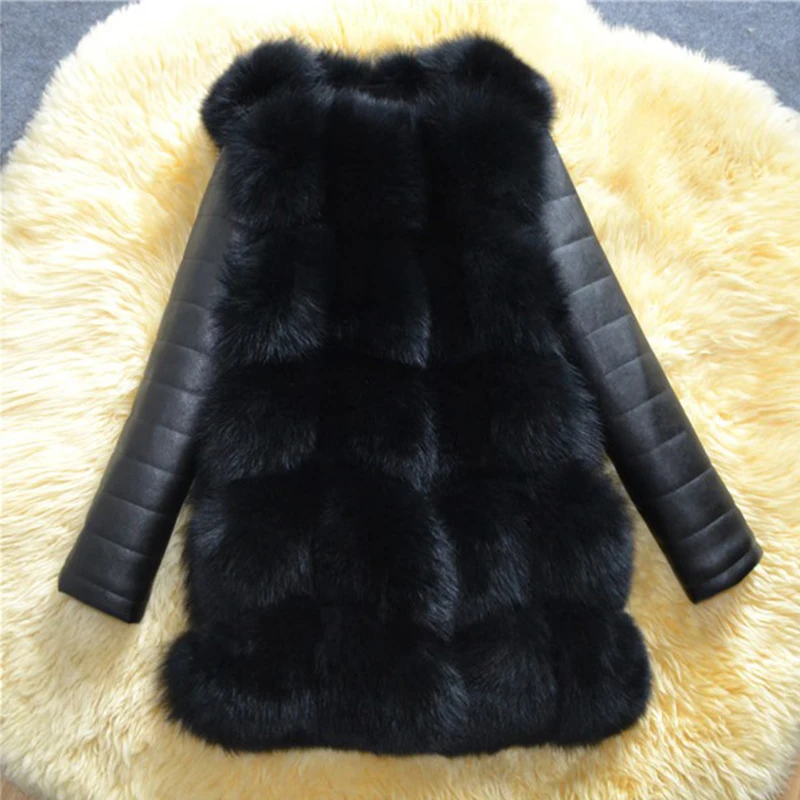 

LEDEDAZ 2019 New Fashion Fluffy Faux Fur Coat Warm PU Fur Coat Fake Fox Fur Jacket Long Sleeve Plus Size Autumn Winter Outerwear
