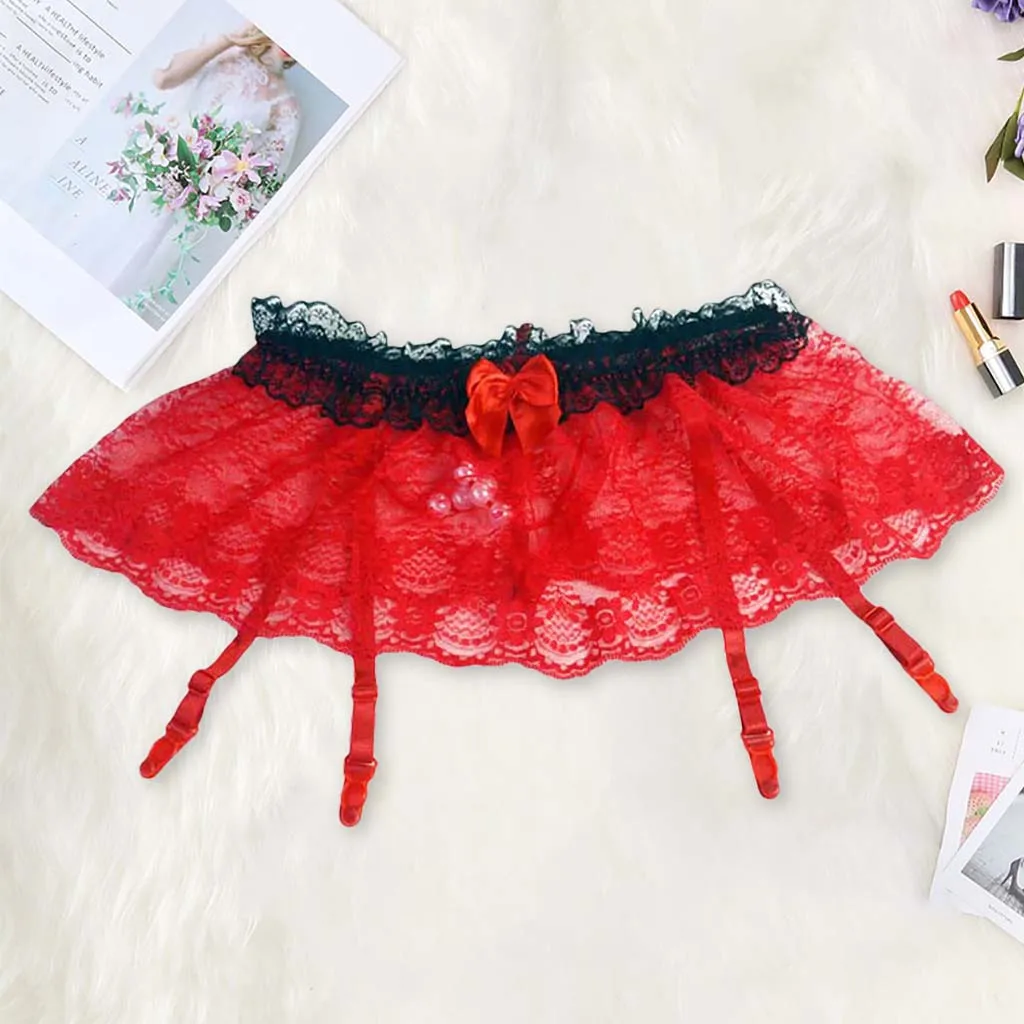 Сексуальное нижнее белье женское кружевное Эротическое белье Babydoll мини платье пояс с подвязками девушка бантом секс Lenceria стринги с жемчугом порно трусики
