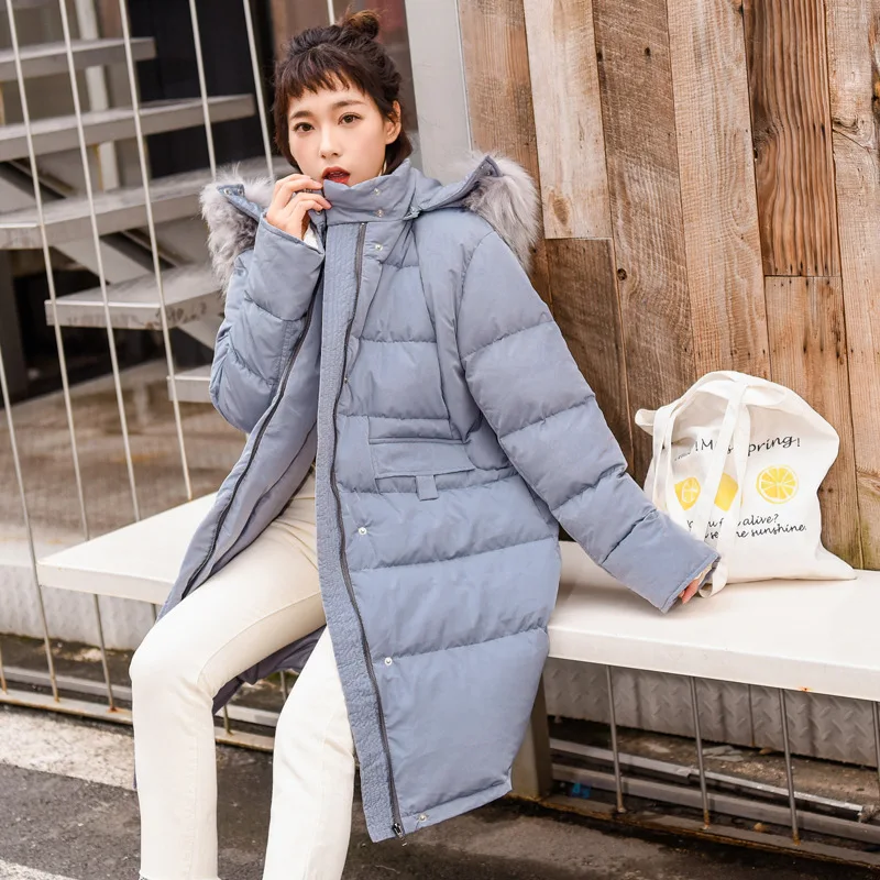 

2018 New Style Thick Cotton-padded Jacket Coat Women's Korean-style Mid-length over-the-Knee Cotton-padded Clothes down Coat