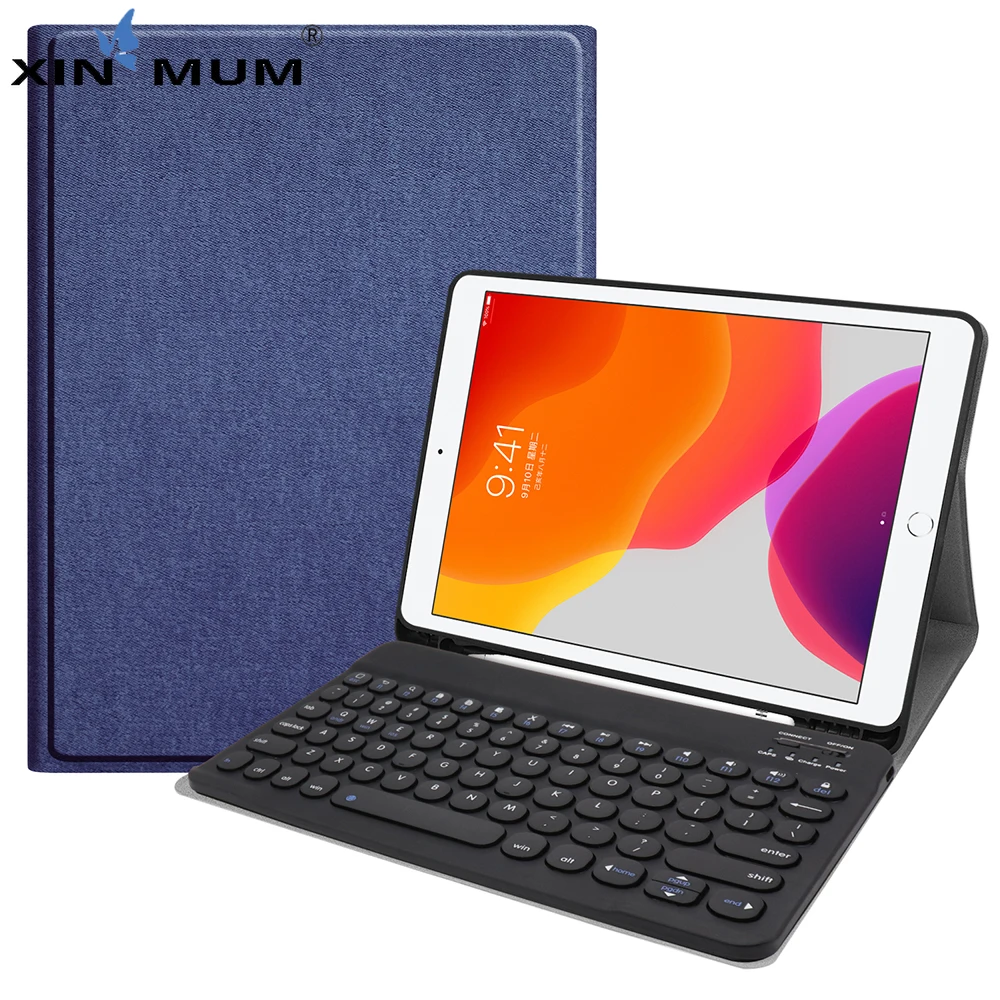

English Bluetooth Detachable Keyboard For iPad Air 3 iPad Pro 10.5 iPad 10.2 2019 with Leather Tablet Protective Case + Pen Slot