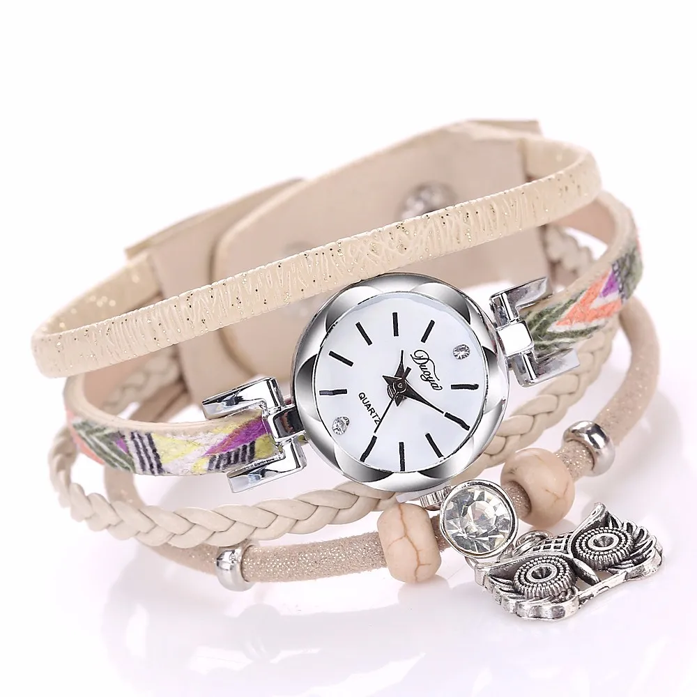 

2020 Women Watches Fashion Casual Bracelet Women Fine Leather Band Winding Analog Quartz Movement Wrist Watch Quartz Watch#40