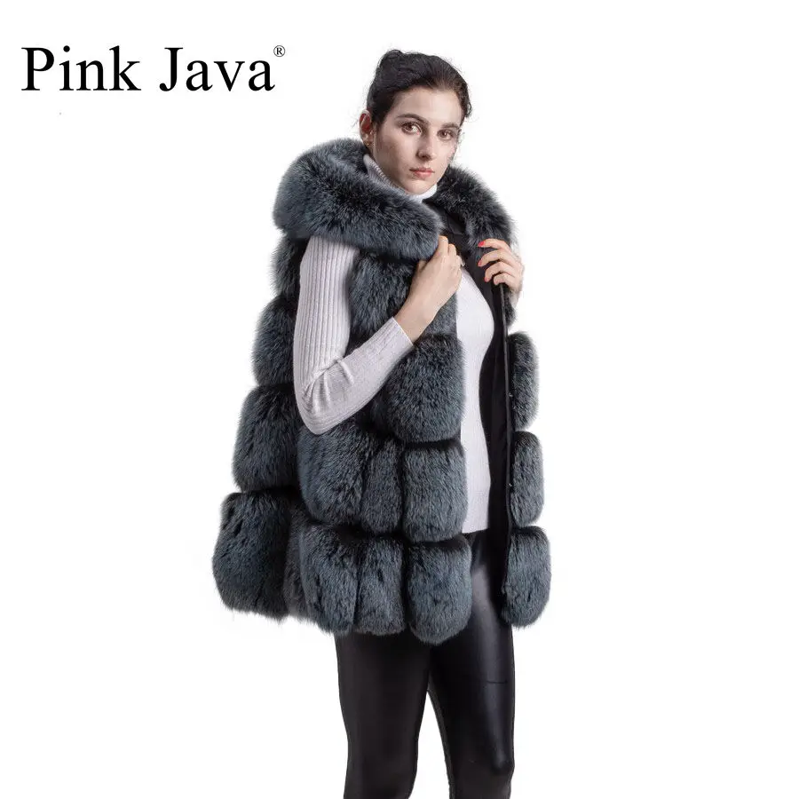 Розовый Java QC8094 Бесплатная доставка Новинка 2017 натурального меха лисы длинный