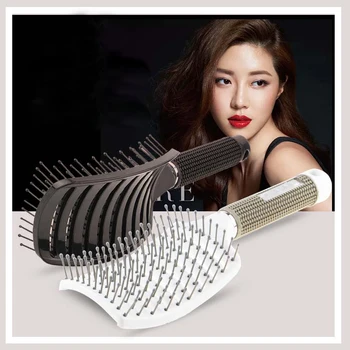 Kaufen Mädchen Haar Kopfhaut Massage Kamm Haarbürste Borsten Nylon Frauen Nass Lockige Detangle Haar Pinsel Für Salon Friseur Styling Werkzeuge