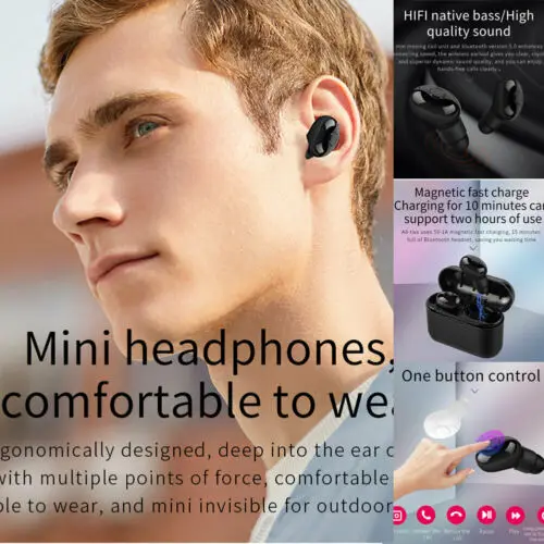 A8 Bluetooth 5 0 Headset TWS Earbuds Wireless Earphones Twins 4D Stereo Waterproof Mini Headphones With Charging Box Ear Tips