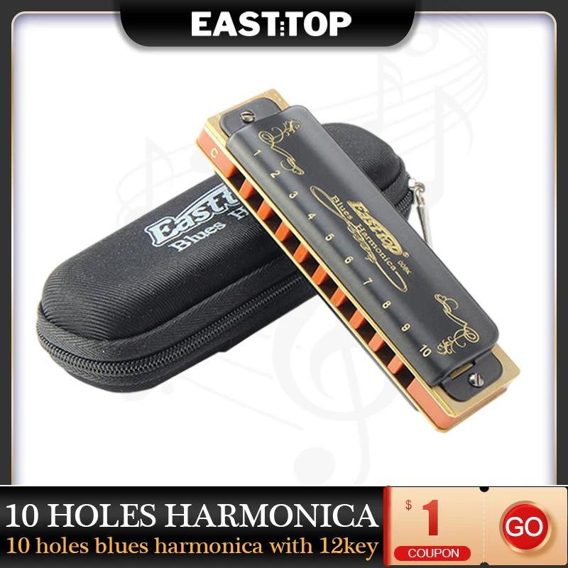 EASTTOP T008K Paddy 12 tones New harmonica brass reedplates phosphor