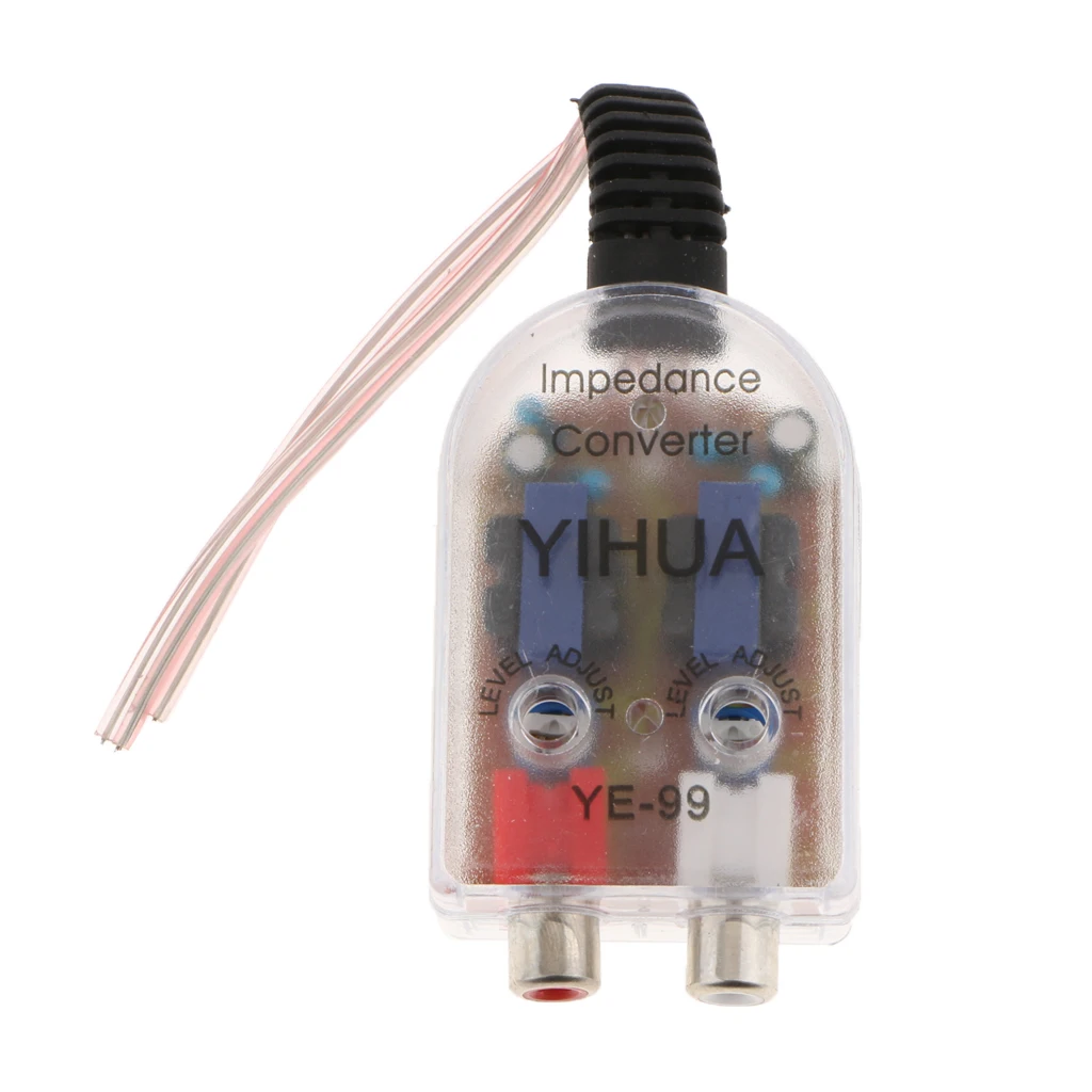 2 Channel Audio Adaptor Auto Speaker to RCA Impedance Converter