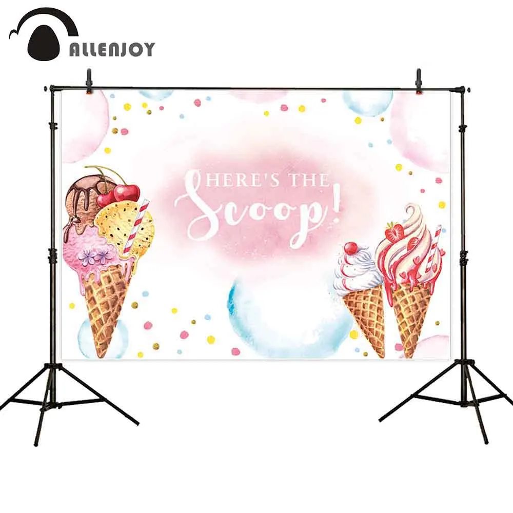 Allenjoy Dessert Events Background Fruit Ice Cream Cotton Candy Dot Bokeh Watercolor Party Decor Baby Birthday Backdrops Props | Дом и сад