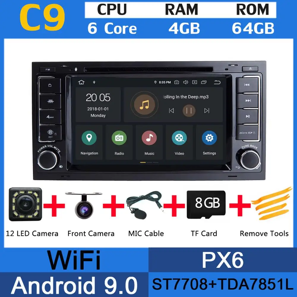 PX6 4+ 64G Android 9,0 автомобильный dvd-плеер для Фольксваген туарег Т5 мультиван транспортер gps навигация DSP Авто CarPlay головное устройство - Цвет: PX6