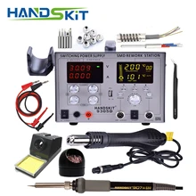 HANDSKIT9305D 110 В/220 В 4 в 1 30 в 5A DC источник питания SMD фена паяльная станция Автоматический Режим сна паяльная станция Usb 5v2a