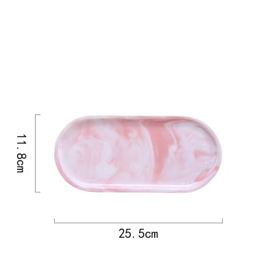Позолоченный керамический Мраморный поднос для хранения ювелирных изделий, поднос для посуды, фарфоровая посуда, набор тарелок, столовая посуда, набор посуды - Цвет: Pink S