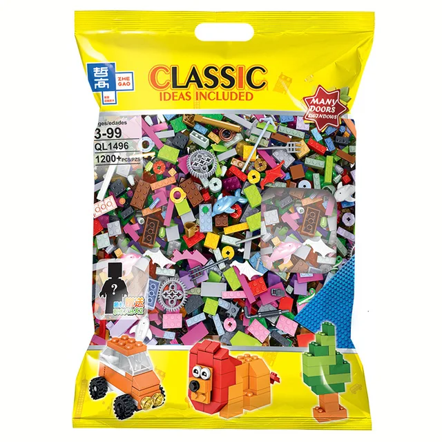 US $29.94 QL1496 1200pcs DIY Creative Bricks Bulk Model 2 Figures Base Plate Building Block Educational Kids