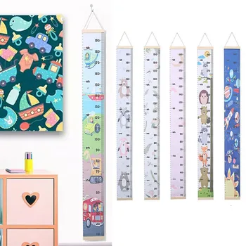 

Kids Baby Height Ruler Growth Chart Wood+Canvas DIY Wall Hanging Measuring Ruler Room Decoration Nursery Removable Measurement