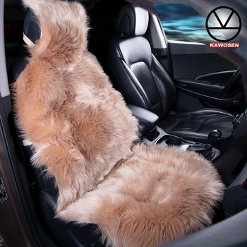 

KAWOSEN 1 Piece Long Faux Fur Seat Cover, Universal Artificial Plush Car Seat Covers, Cute Plush Khaki Seat Cushion LFFS02