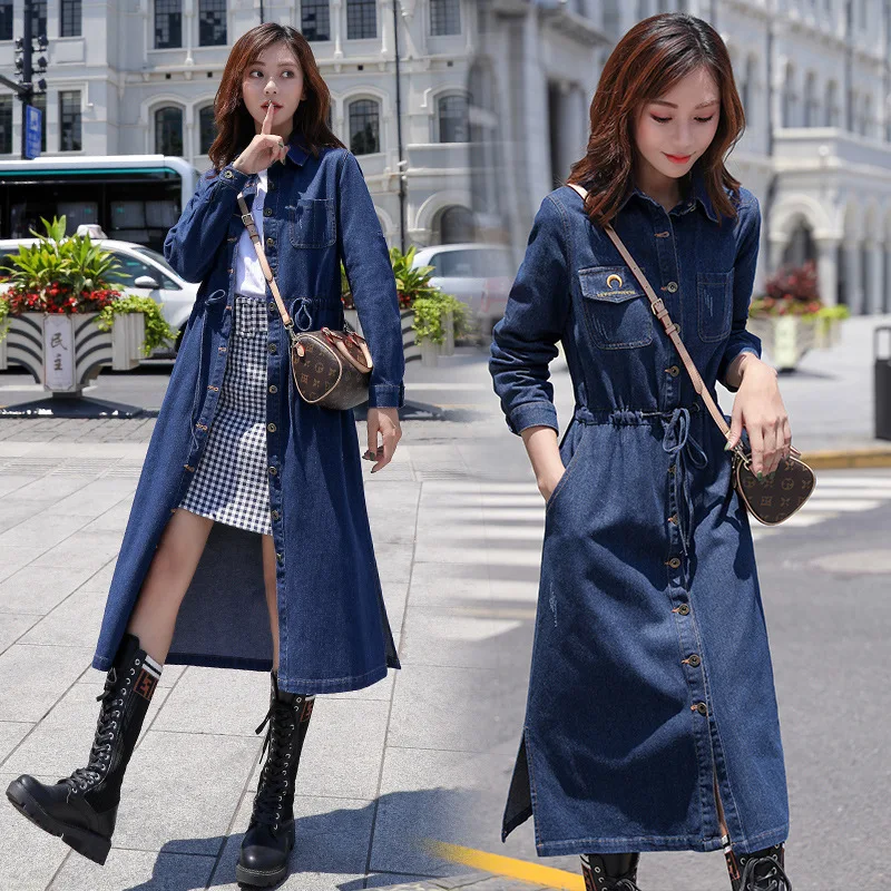 

Denim Windbreaker 2019 Autumn New Style Cool Drawstring Waist Hugging Slimming Korean-style Versitile Fashion