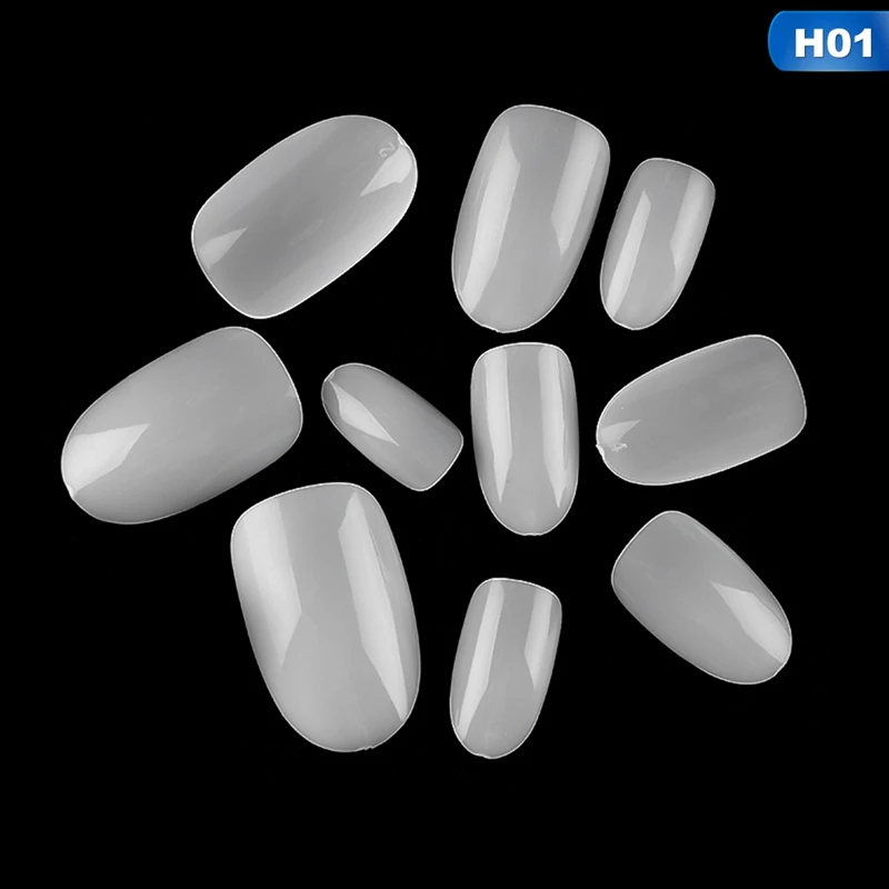 Plastic Manicure Tool Plastic Set Nail Art Display False Tips Oval Flake Fingernail Clear Nature Black Jelly For Nail Art