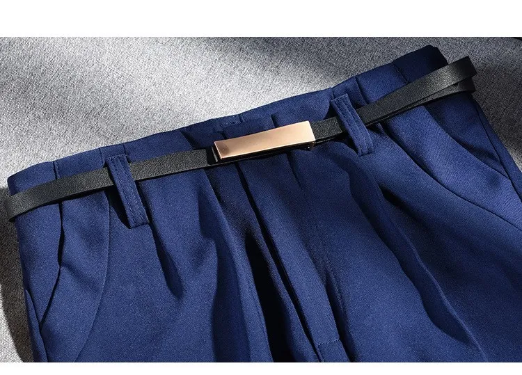 Женские однотонные штаны-шаровары с высокой талией, осень, рабочая одежда, офисные брюки, синие, бежевые, черные штаны длиной до щиколотки