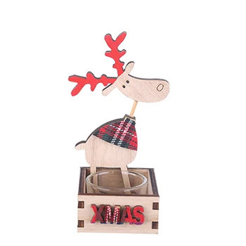 

Wooden Patch Candle Holder/Creative Elk Glass Candle Decor/Wooden Elk Christmas Tree DIY Decoration/Christmas Decor Ornament
