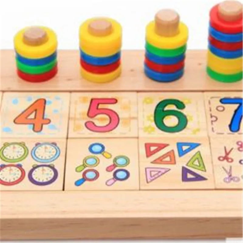 Kids Wooden Montessori Materials Learning To Count Numbers Matching Early Education Teaching Math Toys Logarithmic Board