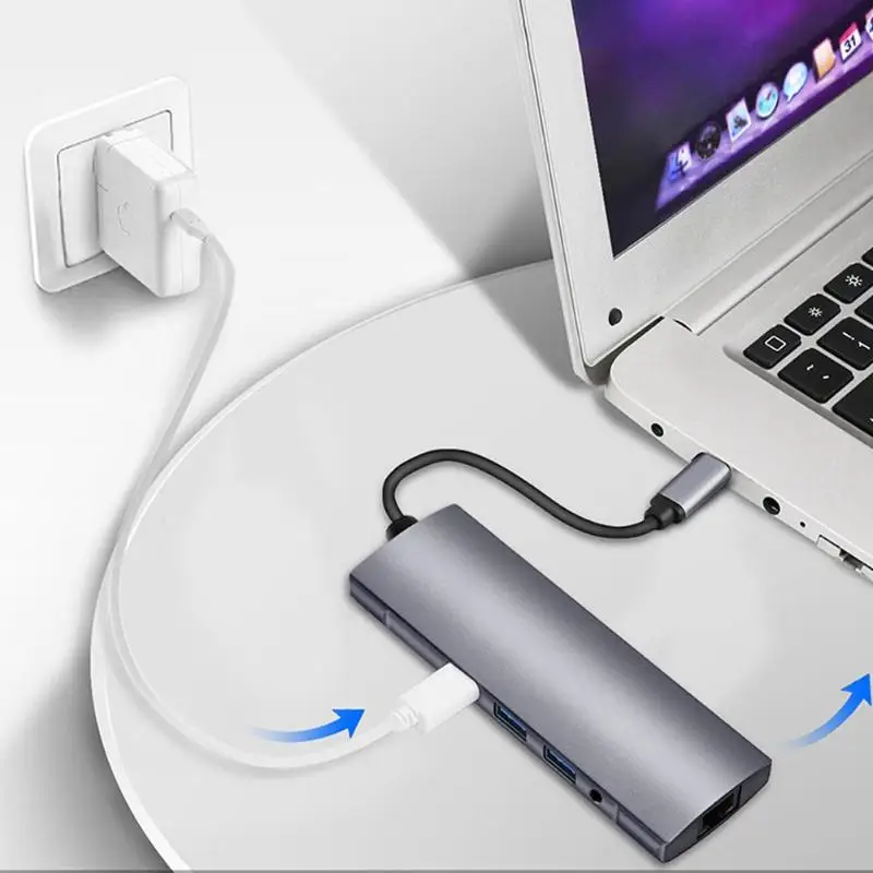 9 в 1 usb type-C концентратор док-станция для расширения конвертер RJ45 HDMI USB3.0 TF карта Аудио PD док-станция передача стабильность портативный адаптер