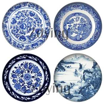 

Zdying 5pcs/lot Blue And White Porcelain Round Glass Photo Cabochon Dome Demo Flatback Photo Base Making Jewelry Findings QH060