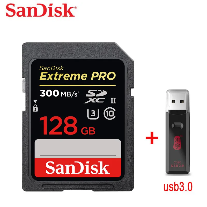 SanDisk Экстремальная скорость 64 Гб UHS-ll SD карта памяти 128G камера карта памяти флэш-карта 300 МБ/с./с 32 Гб UHS-II чтение 300 м