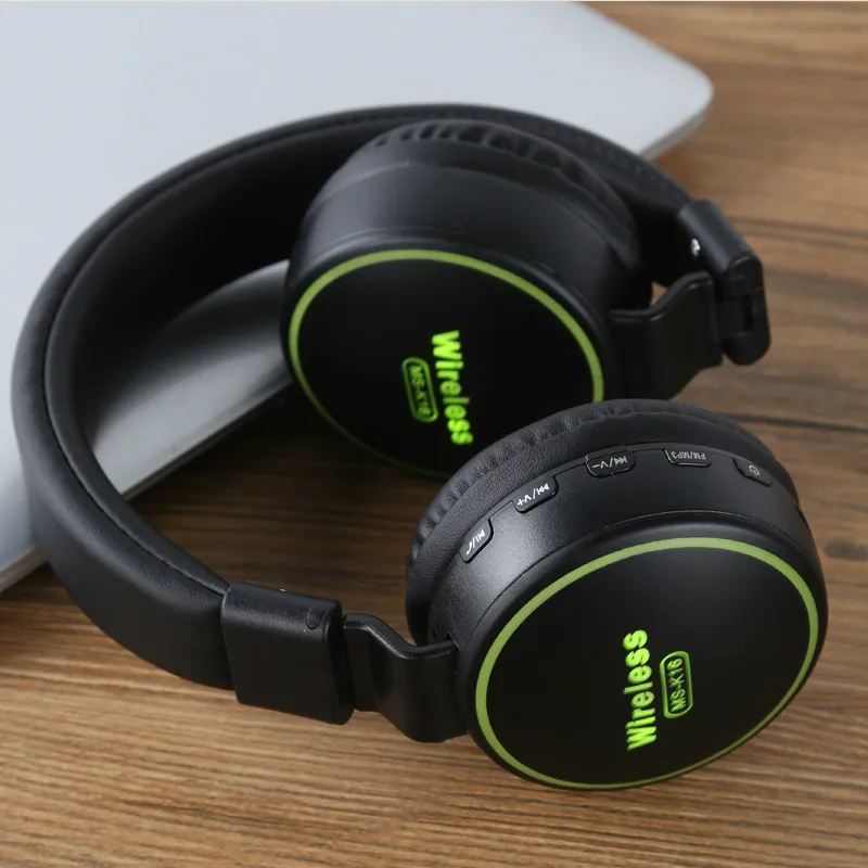 LED Flashing Light Wireless Wired Headphones Bluetooth 3 5mm Headsets Foldable Sports Earphones Supports TF MP3 Player FM Mic