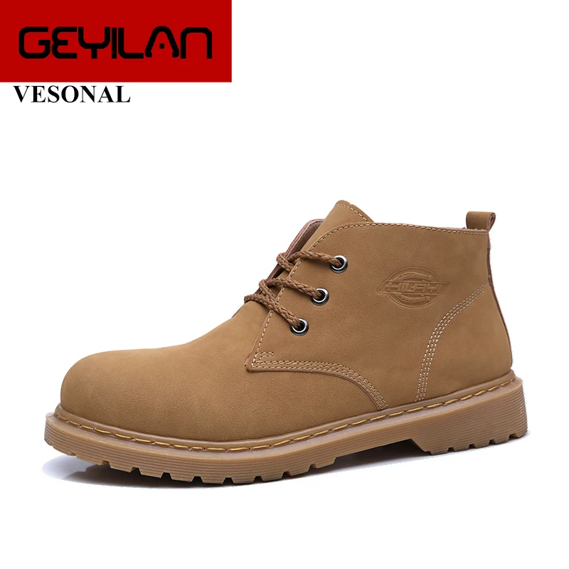 

2019 Autumn Winter New Leather Ankle Motorcycle Men Boots Shoes Vintage Classic Male Casual booties Footwear