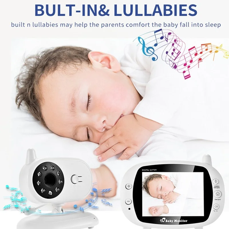 3.5 inch 2.4G Wireless LCD Audio Video Baby Monitor  Radio Nanny Music Intercom IR  Baby Camera Baby Walkie Talkie Babysitter