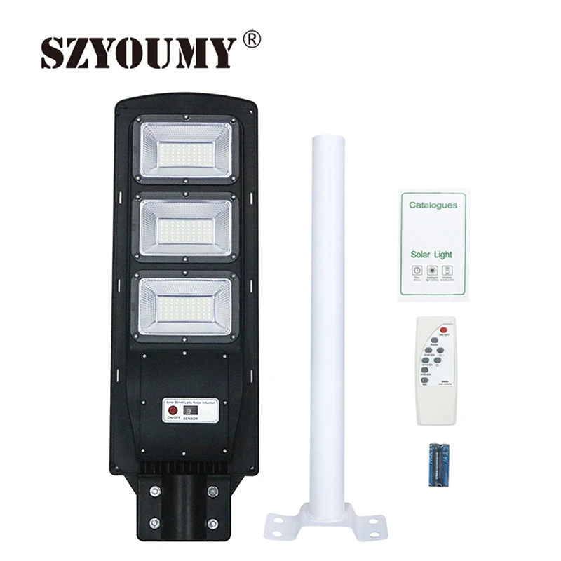 

SZYOUMY 60 120 180LEDs Solar Wall Street Light Radar Induction Outdoor Timing Lamp +Remote Waterproof Security Lamp for Garden