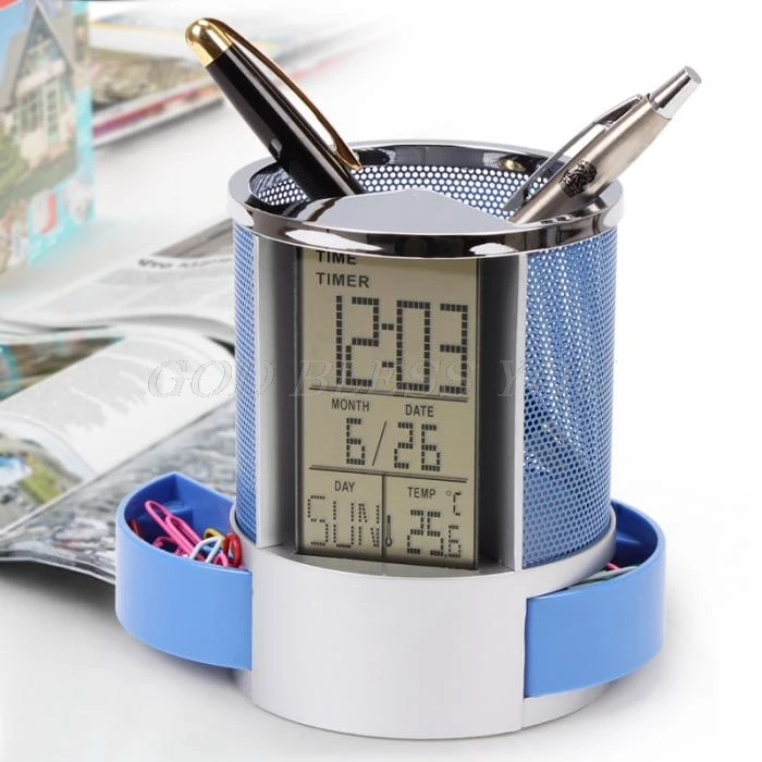 

Desk Mesh Pen Pencil Holder Office Supplies Multifunctional Digital LED Pens Storage