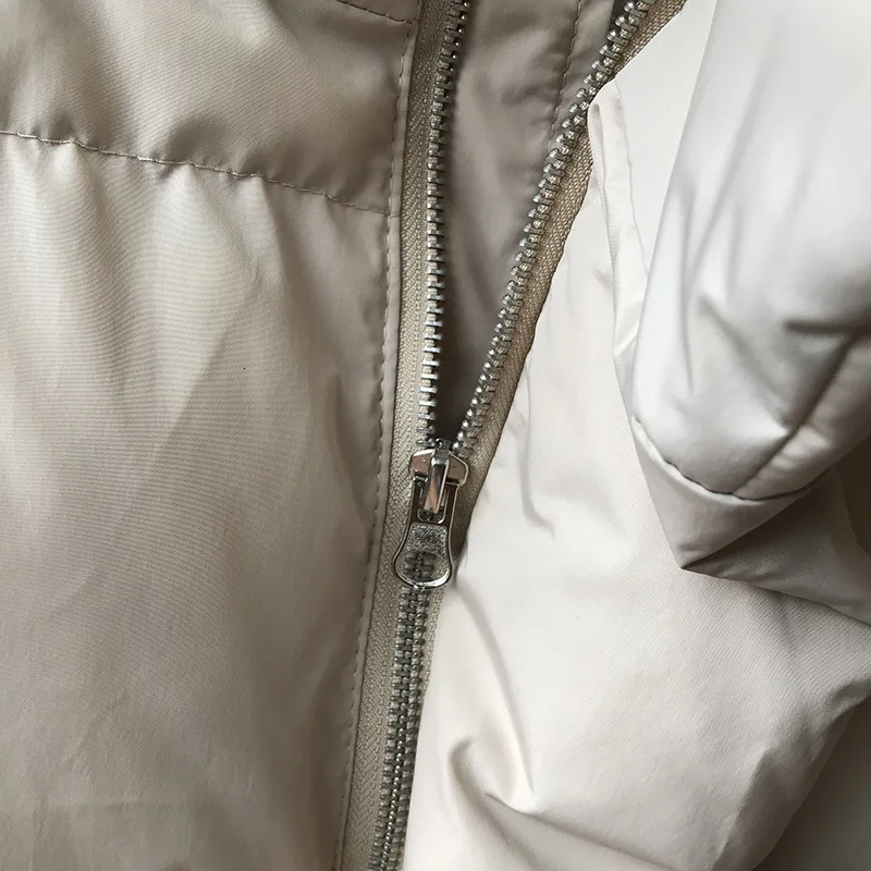 Cotton vest female winter new solid color cotton vest female simple loose collar zipper thick cotton vest women's clothing