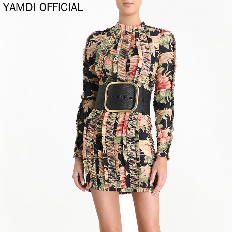 Buy Best qAsZr YAMDI A line Dress Female Autumn Winter Designer Dresses Runway 2019 Women High Quality Fashion Elegant Ladies Self Portrait Dre