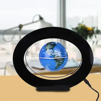 

Round LED World Map Floating Globe Magnetic Levitation Light Anti Gravity Magic Desk Lamp Decor EU Plug 4 Inch Blue English Ball