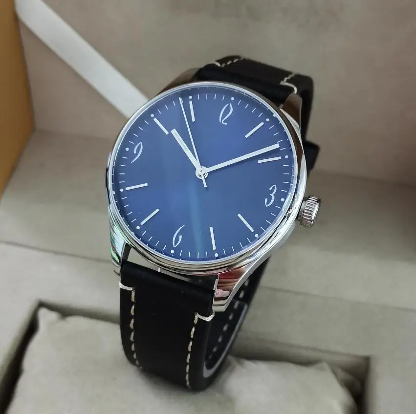 US $109.50 GEERVO No Logo 40mm Automatic Mens Watch Blue Dial Seagull ST2130 Movement Vibration Frequency Per Hour 28800