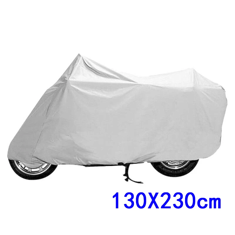 

New Motorcycle Cover Waterproof Bike Rain Dust UV Protector Silver 130 X 230cm