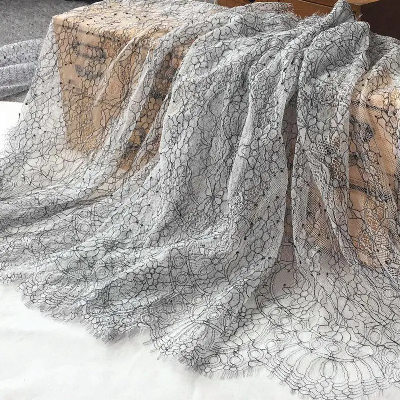 Eyelash Lace Fabric White Black Net Yarn Eyelashes Lace Trim Clothing Skirt Fabric Clothing Embroidery Decoration 3Meters