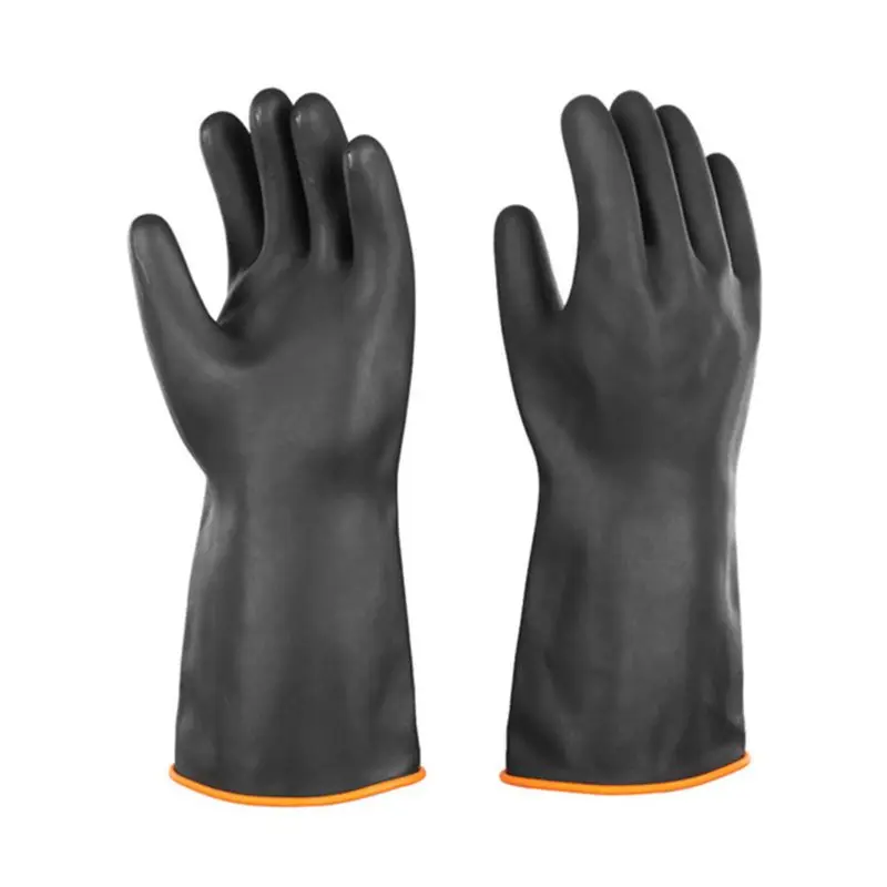 Black 14 дюймов Heavy Duty латексные перчатки химической сопротивление сильная кислота щелочные масло промышленной безопасности рабочие защитные длинные перчатки варежки - Цвет: Black