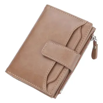 

Man Clutch PU Cards Holder Zippers Snap Fastener Multi Pockets Boyfriend Wallet
