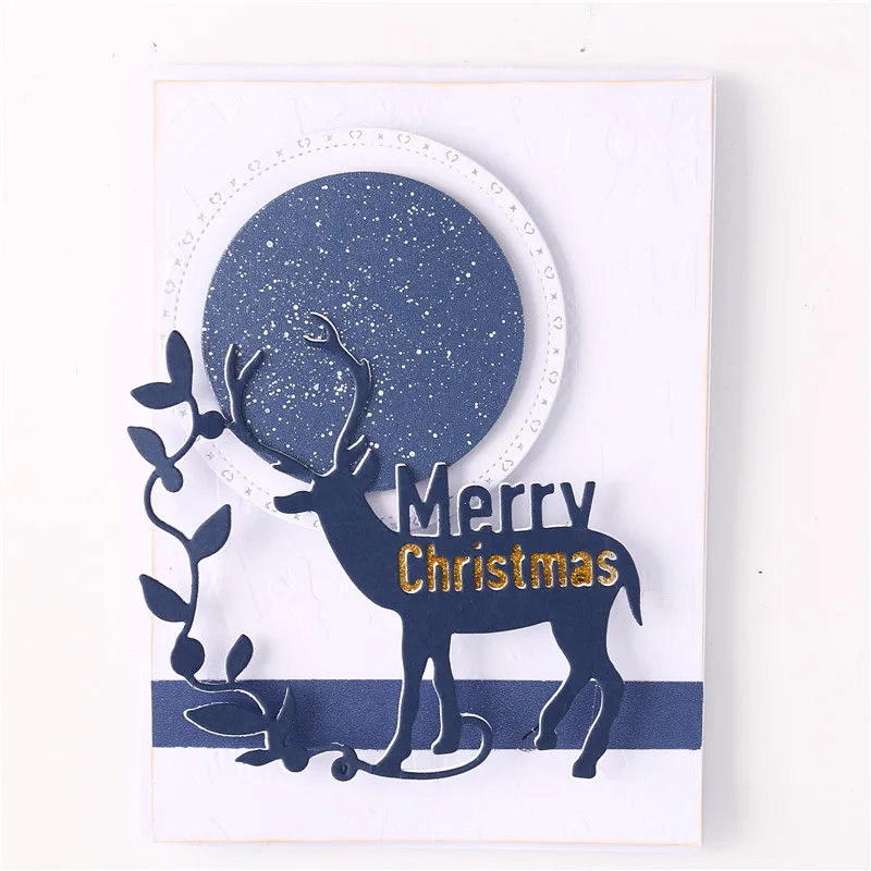Металлические Вырубные штампы DiyArts с оленем и надписью &quotMerry Christmas&quot Скрапбукинг